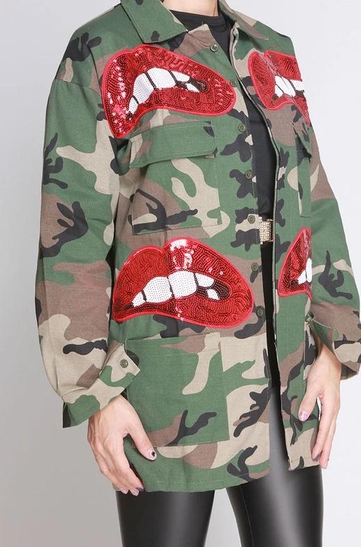 Red Diva Lip Camo Jacket – ShopLTrends1