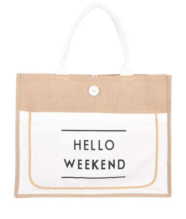 Hello Weekend Black Tote | Bag